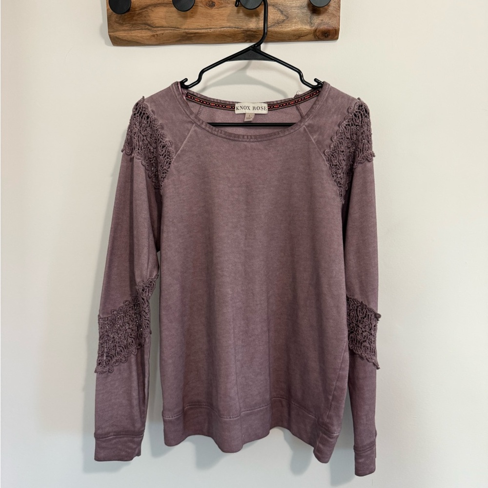 Knox Rose Women's Mauve Lace Accent Long Sleeve